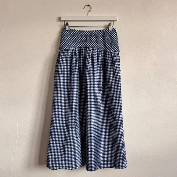Uniqlo navy gingham maxi skirt - Picture 3 of 5